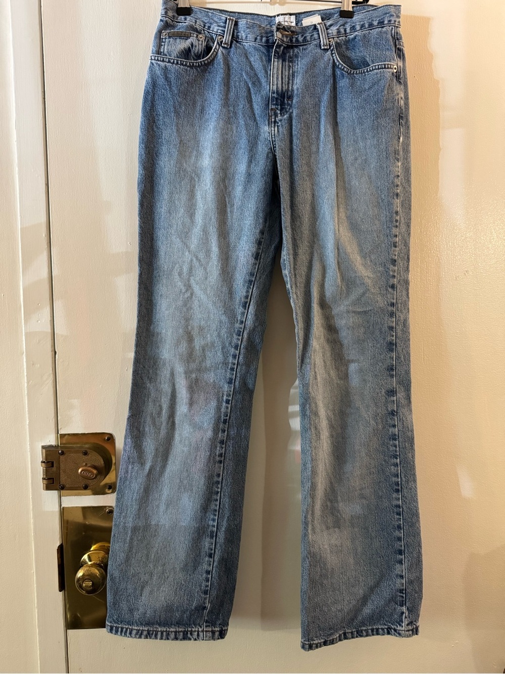 90s vintage Calvin Klein Women’s Blue Bootcut Denim Jeans in Sandblast Size 10